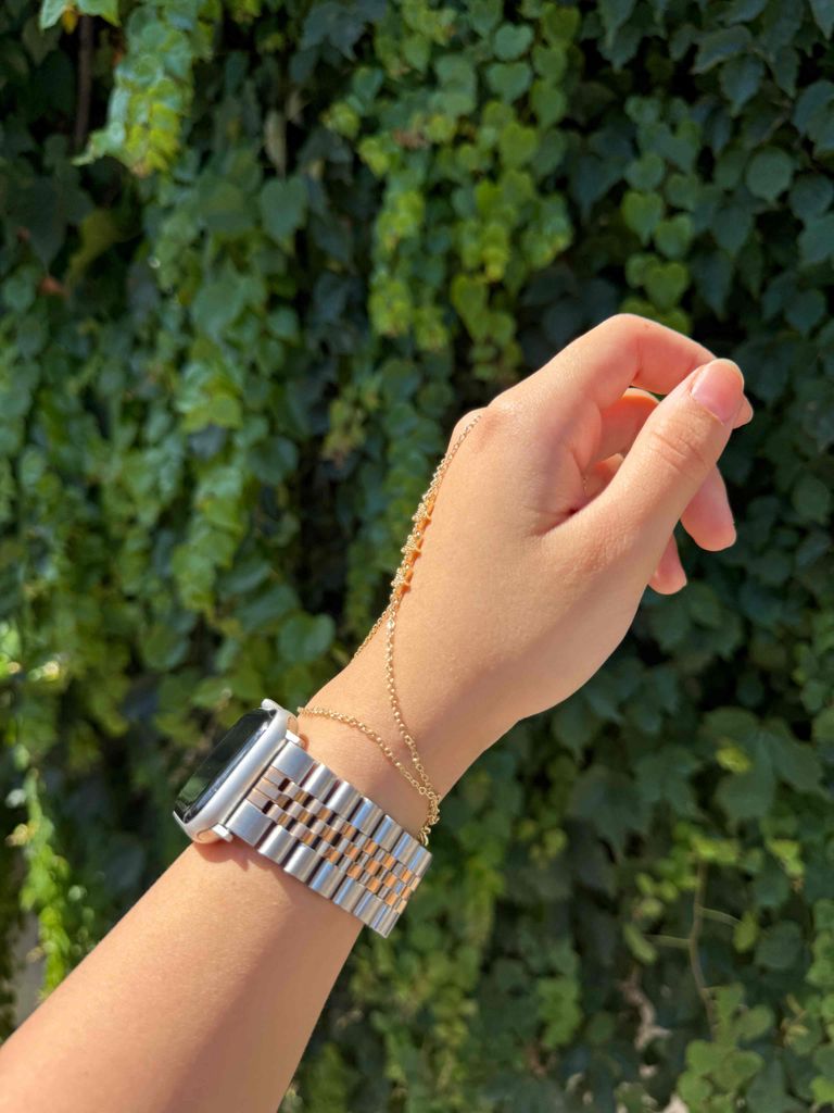 gümüş-rose gold Premium Çelik Kordon