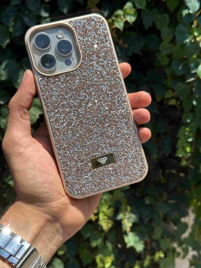 swarovski taş ve sim detaylı telefon kılıfı-siyah