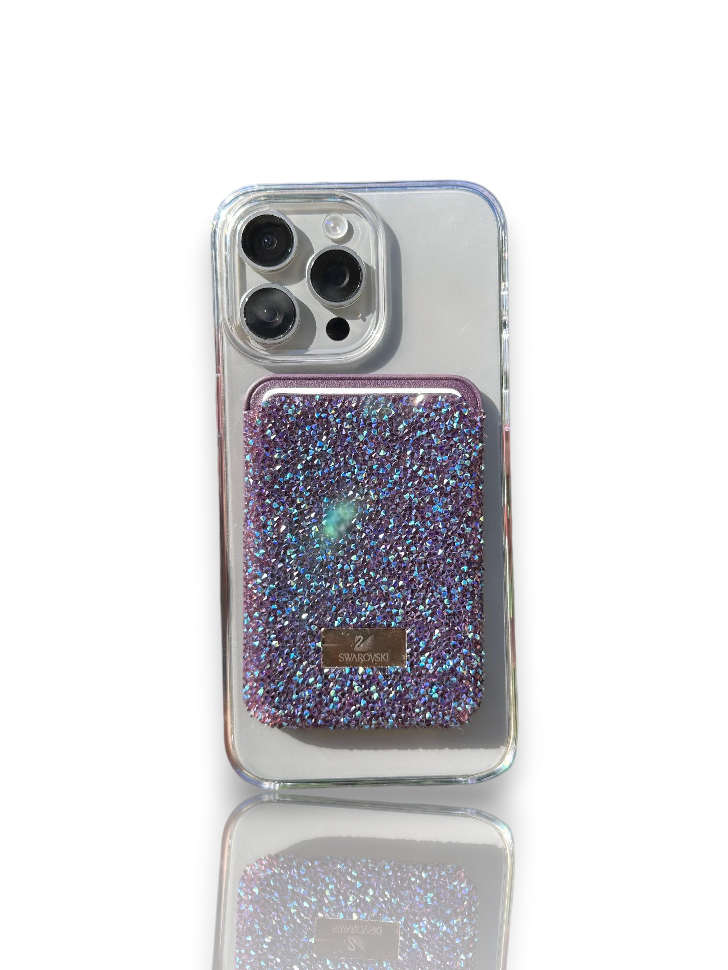 Swarovski Taşlı MagSafe Cüzdan-Derin mor