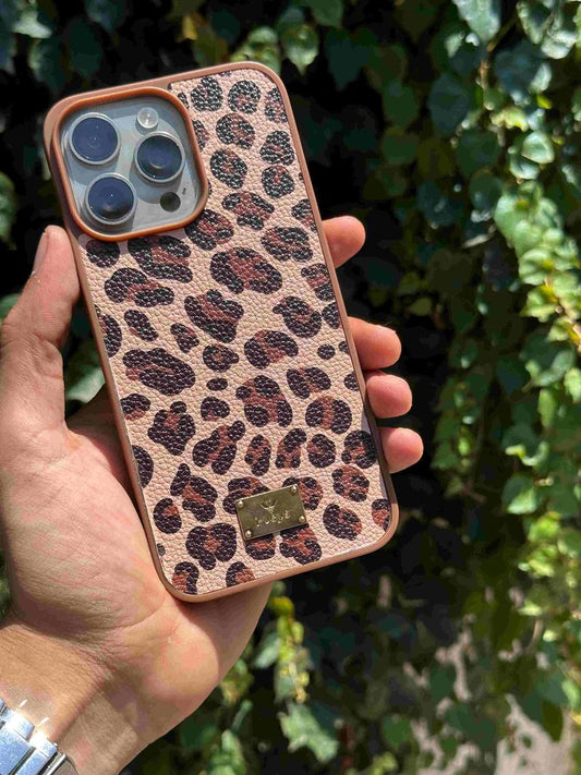 suni deri leoparlı slikon kılıf-kahverengi