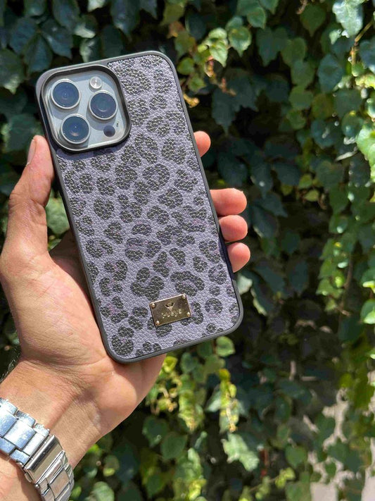 suni deri leoparlı slikon kılıf-derin mor