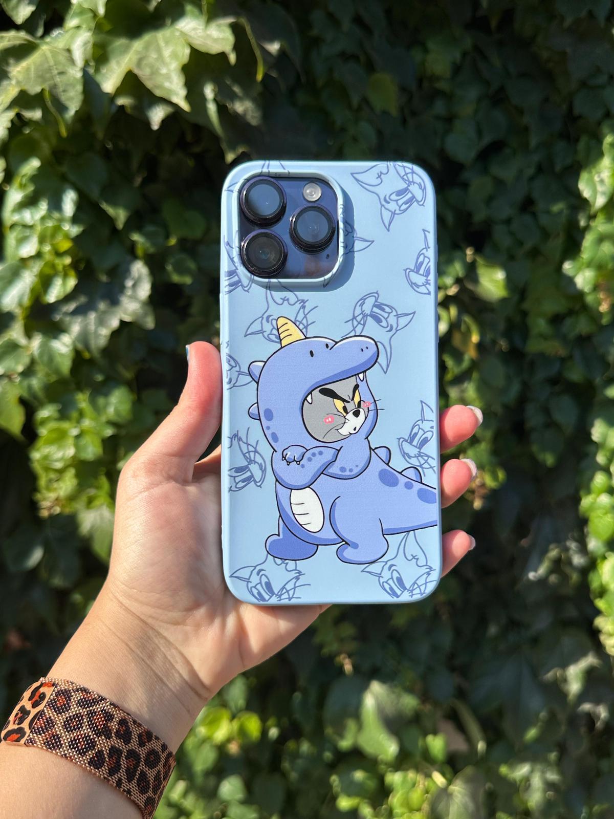 tom & jerry  dinazor baskılı süet telefon kılıfı
