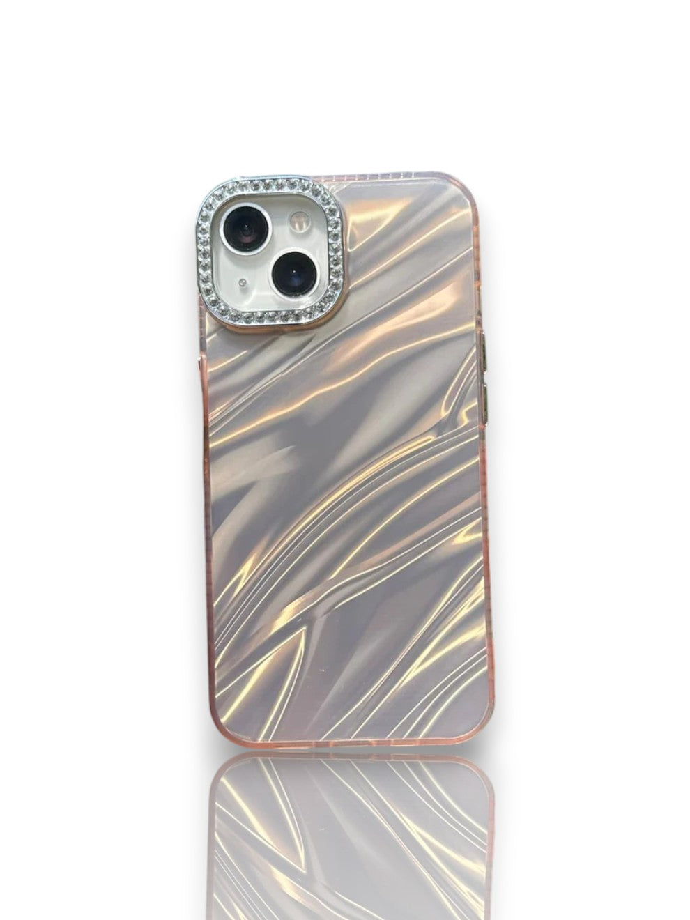 hologramlı gold taşlı kamera çerçeveli kılıf