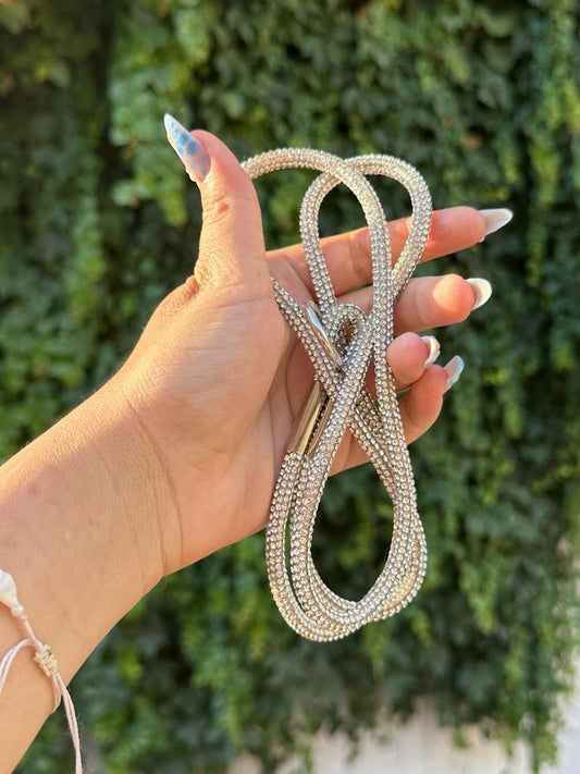 gümüş swarovski taşlı boyun askısı