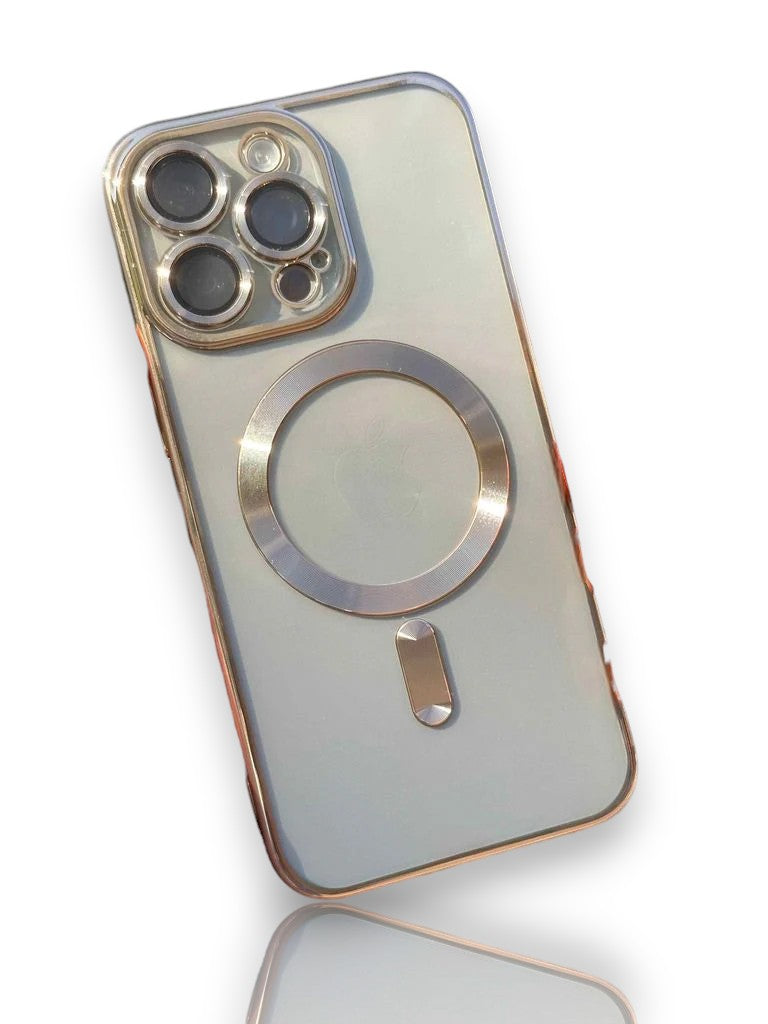 MagSafe Destekli Parlak Telefon Kılıfı-Gold