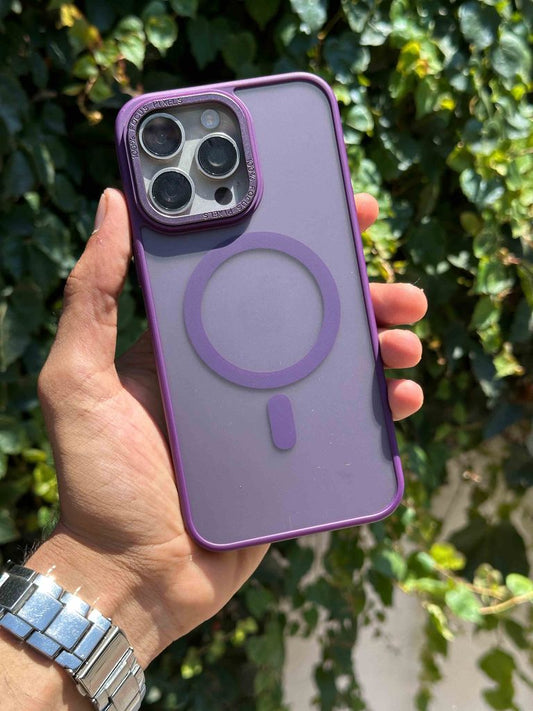 mat şeffaf magsafe destekli sert mika-derin mor