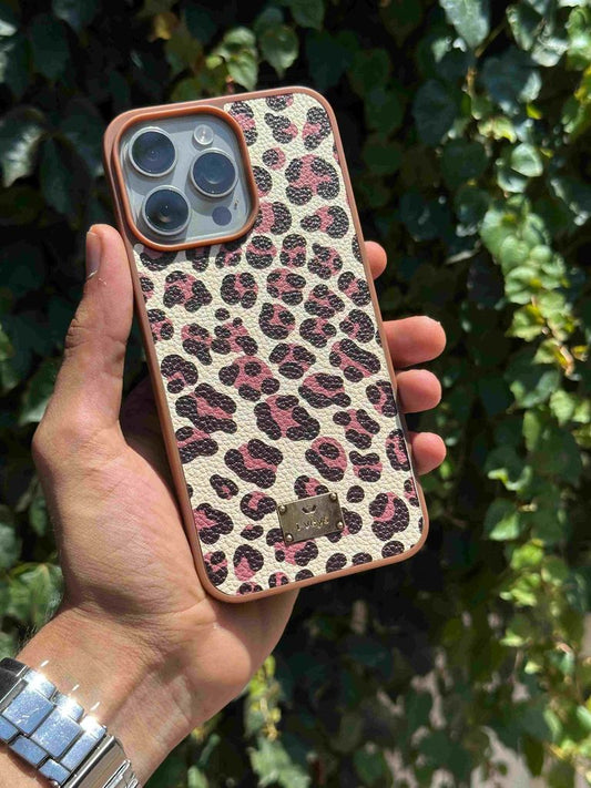 suni deri leoparlı slikon kılıf-krem