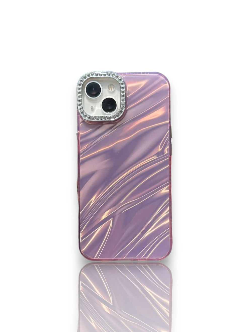 hologramlı pembe taşlı kamera çerçeveli kılıf