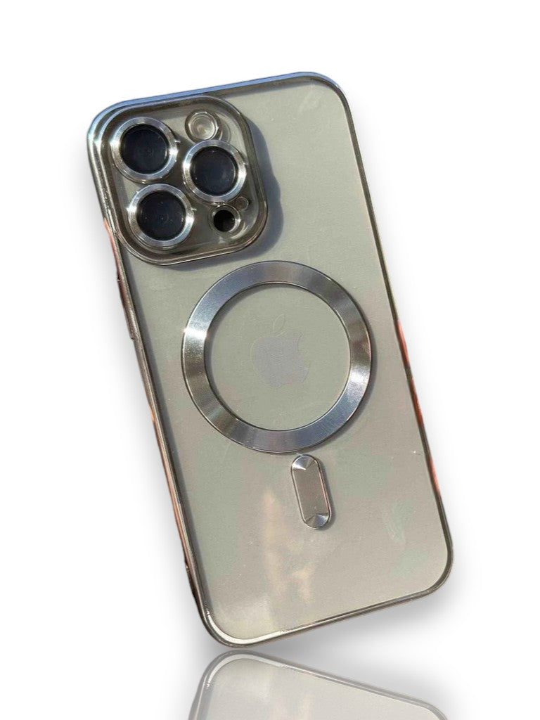 MagSafe Destekli Parlak Telefon Kılıfı-Gümüş