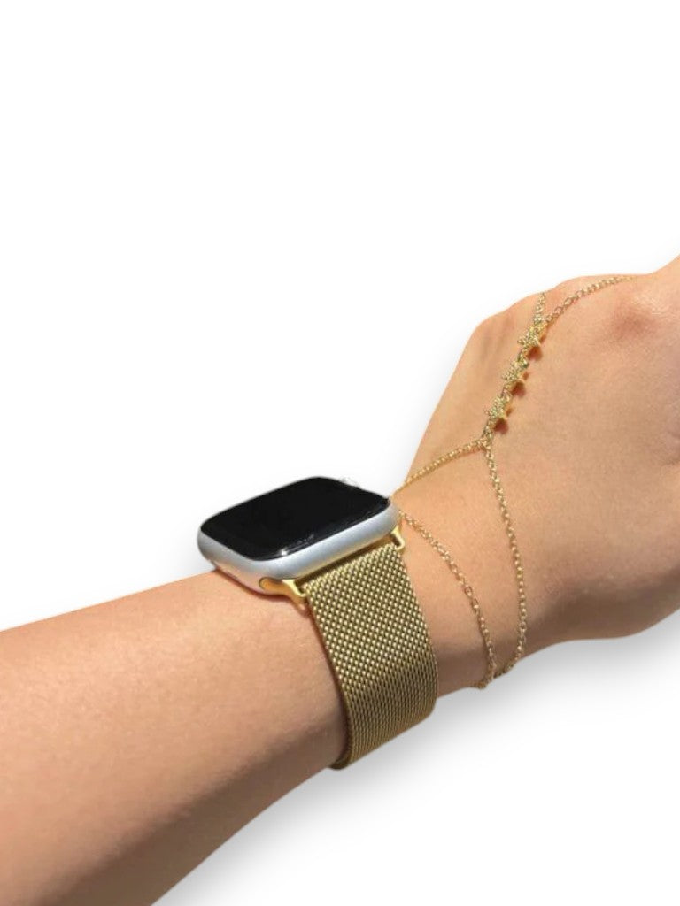 Gold  Leopar Metal Hasır Kordon