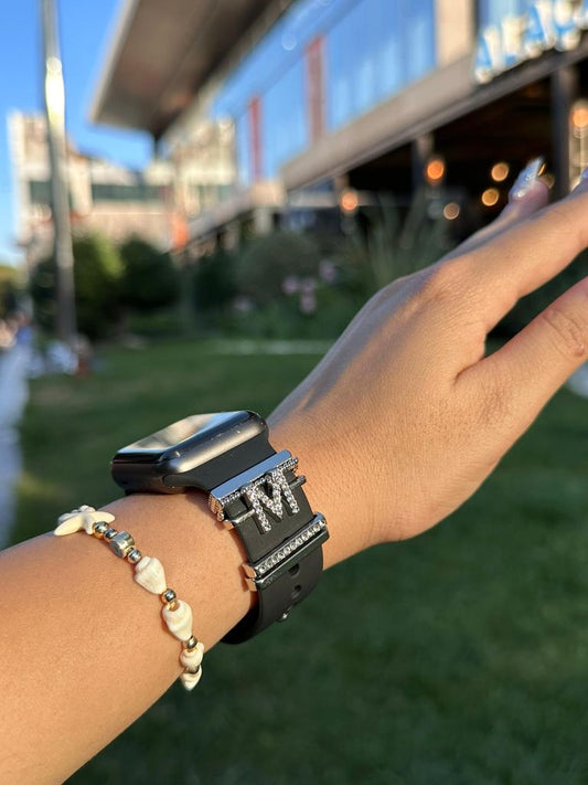 Apple Watch Silver M Harfli Charm Seti