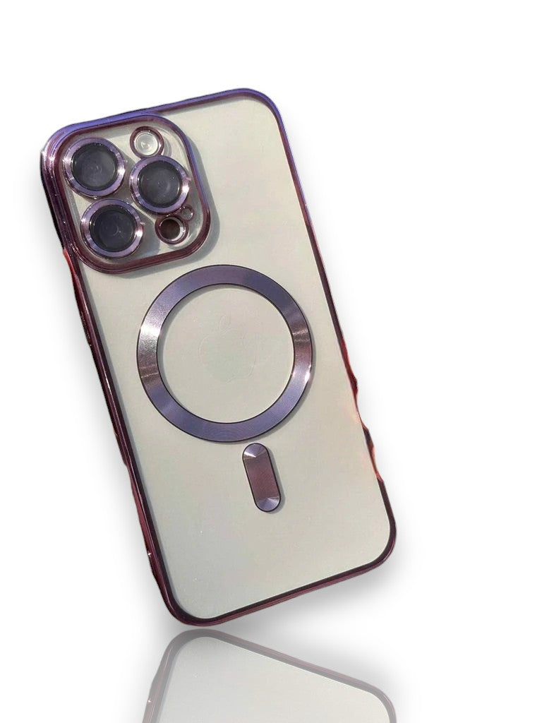 MagSafe Destekli Parlak Telefon Kılıfı-Derin Mor