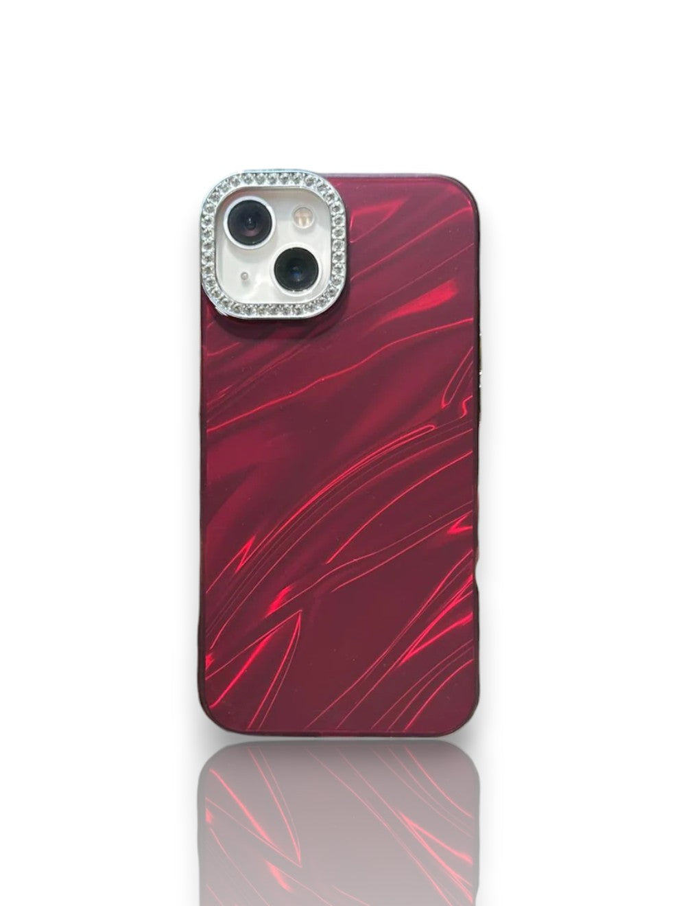 hologramlı kırmızı taşlı kamera çerçeveli kılıf