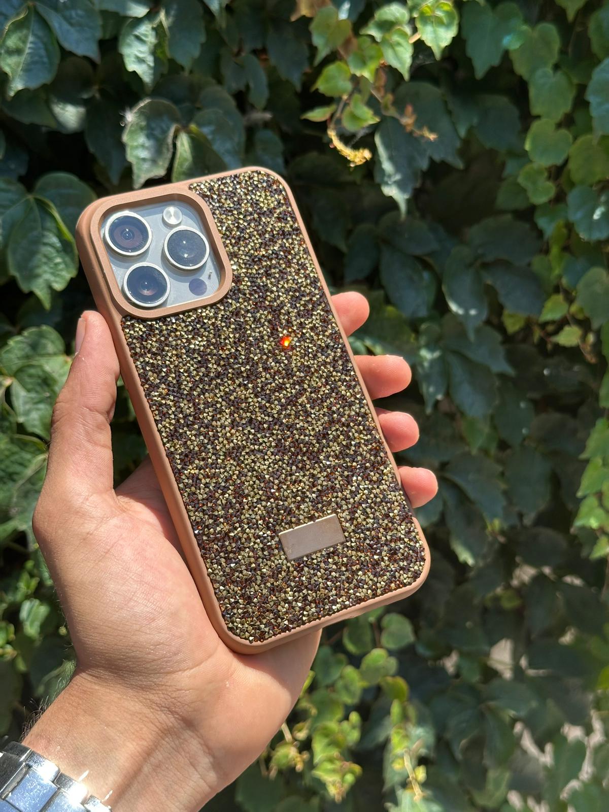 Swarovski Taşlı Şık Telefon Kılıfı-Kahverengi