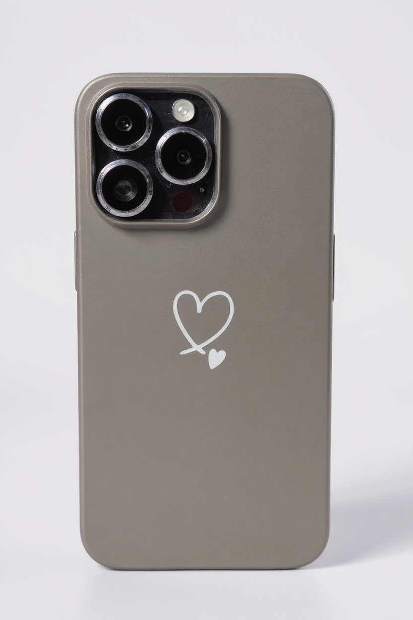 Kalp Desenli Süet Silikon Kılıf-Sİyah