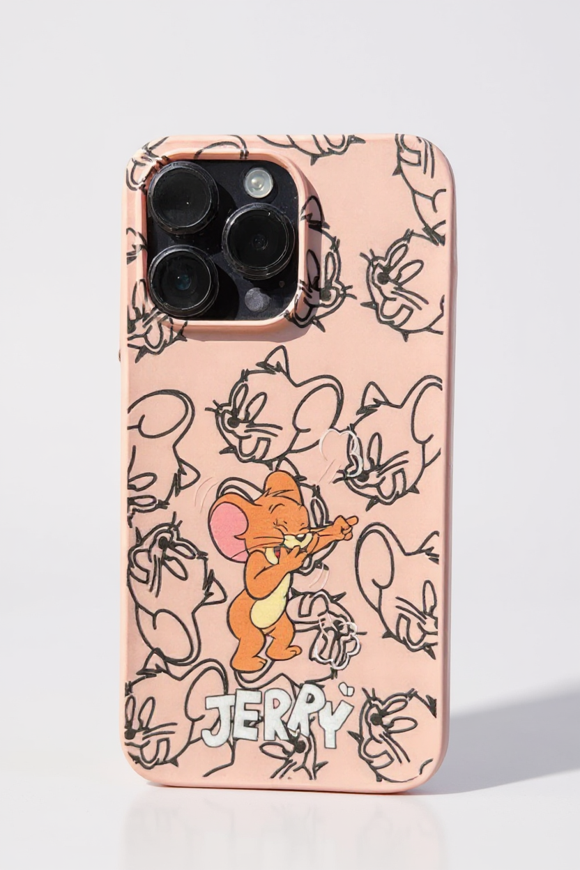 Jerry Baskılı Süet Silikon Kılıf