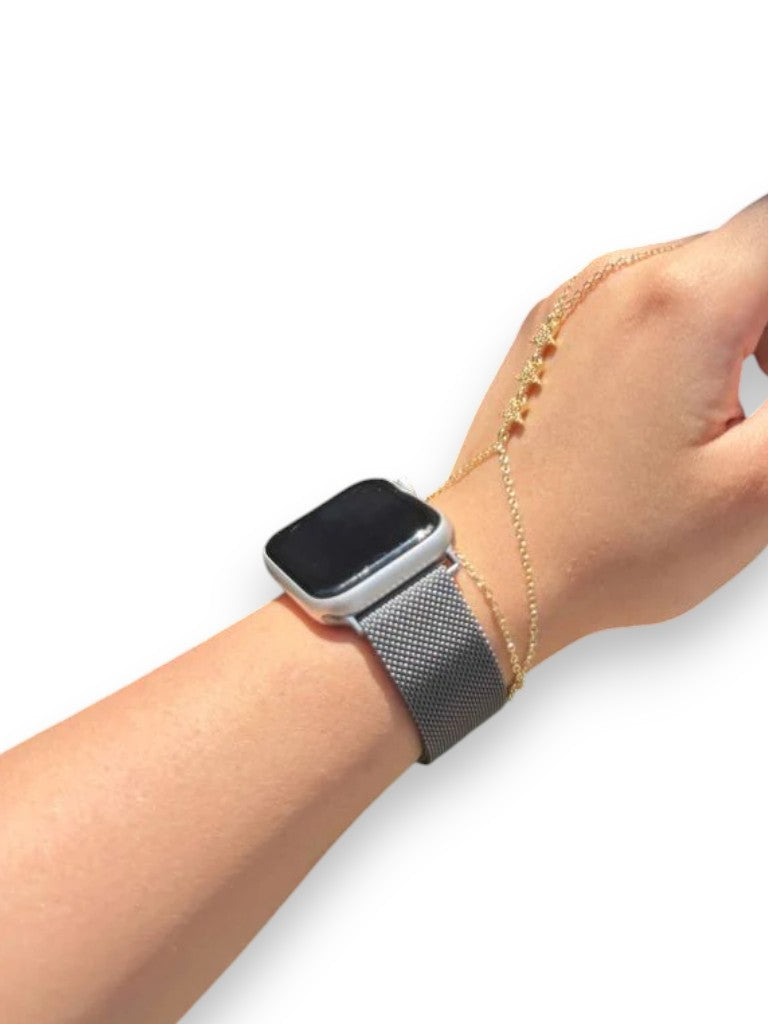 Antrasit  Leopar Metal Hasır Kordon