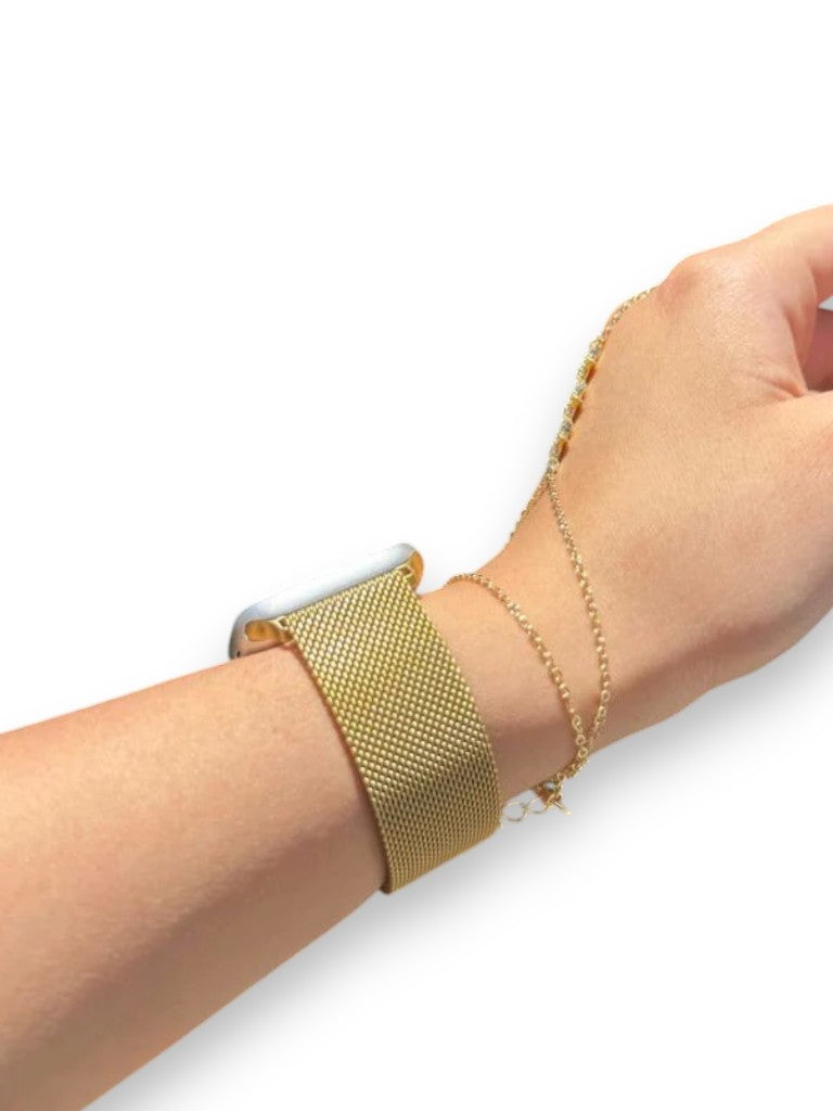 Gold  Leopar Metal Hasır Kordon