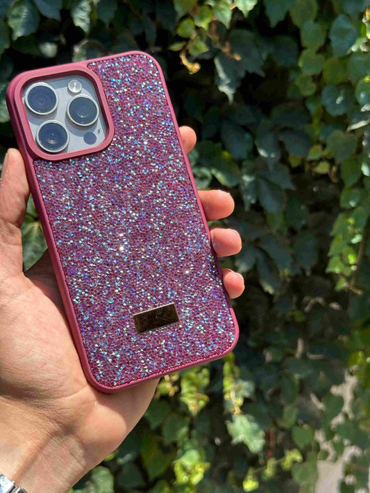 swarovski taş ve sim detaylı telefon kılıfı-bordo
