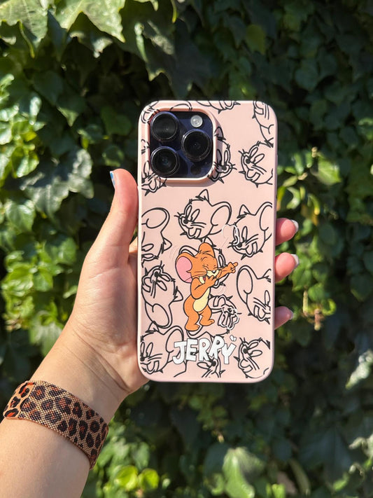 tem ve jerry gülen jeryy  baskılı süet telefon kılıfı