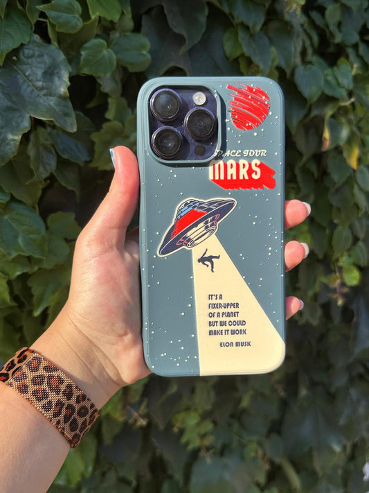 uzay baskılı desenli  süet telefon kılıfı