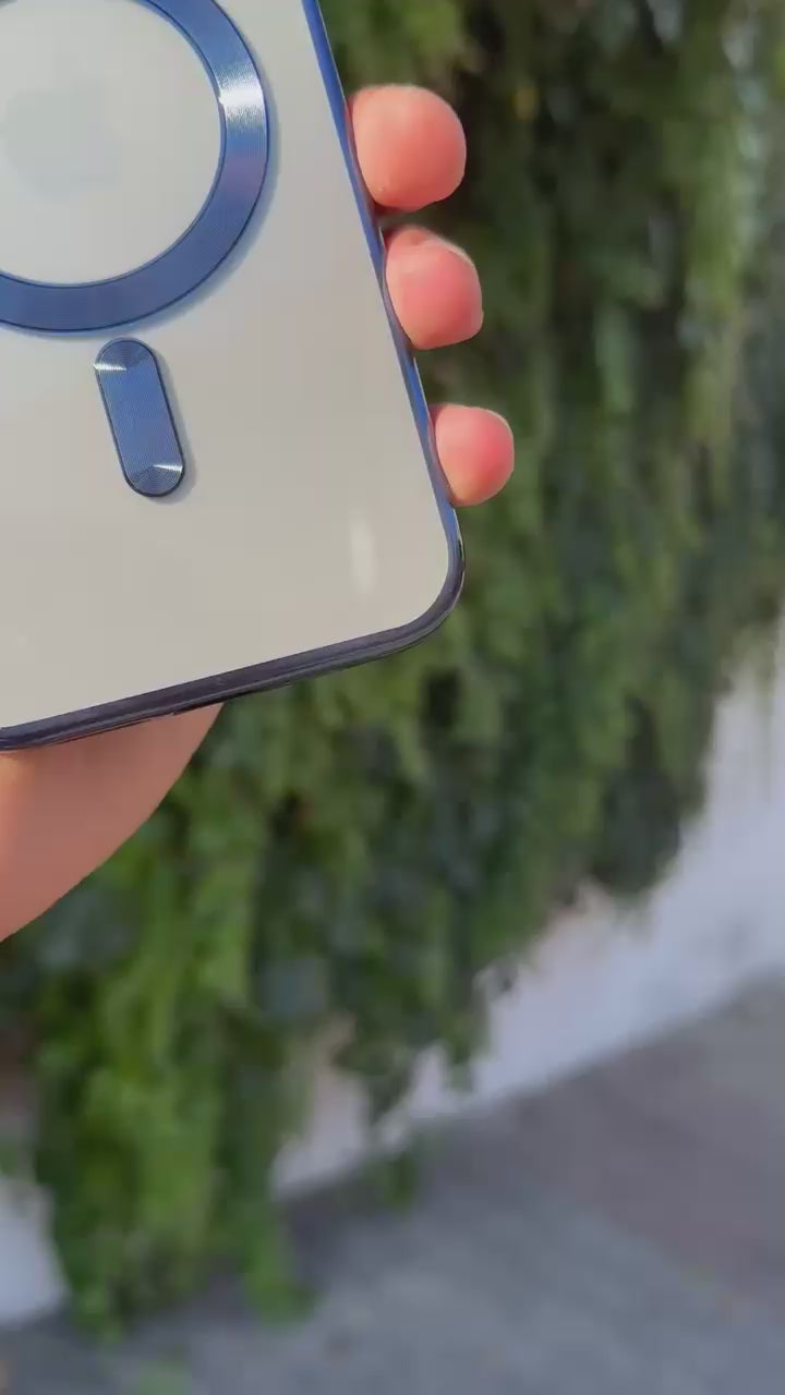 MagSafe Destekli Parlak Telefon Kılıfı-Lacıvert