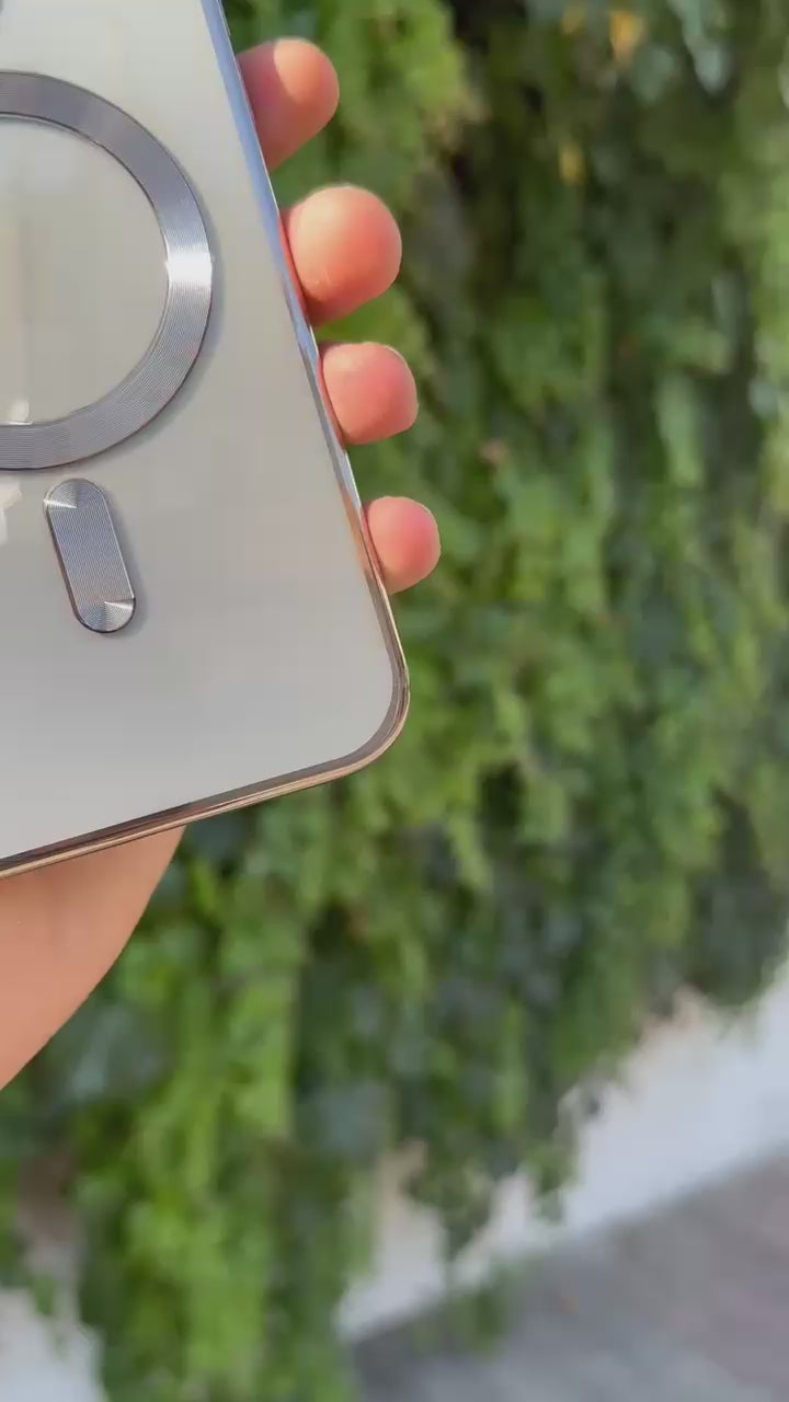 MagSafe Destekli Parlak Telefon Kılıfı-Gümüş