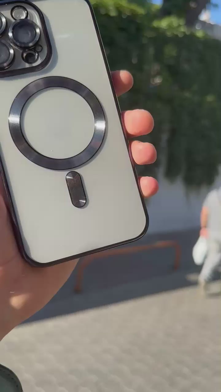 MagSafe Destekli Parlak Telefon Kılıfı-Siyah