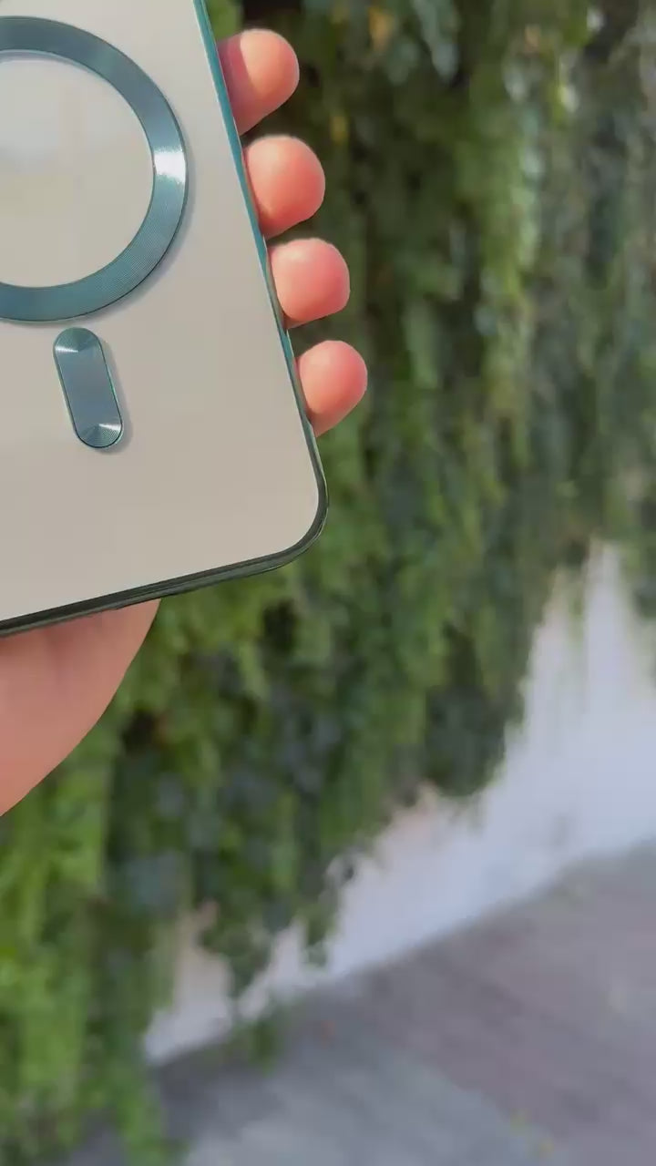 MagSafe Destekli Parlak Telefon Kılıfı-Yeşil