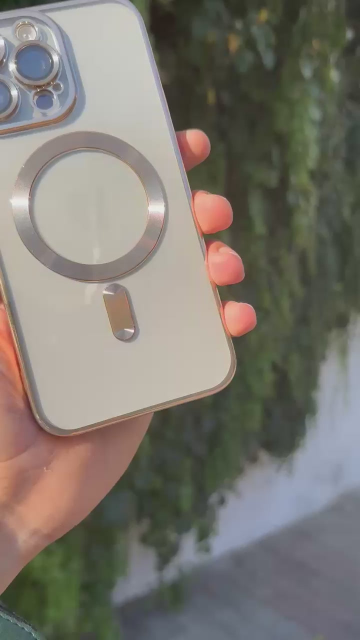 MagSafe Destekli Parlak Telefon Kılıfı-Gold