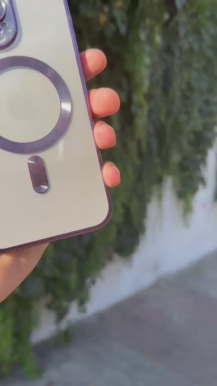 MagSafe Destekli Parlak Telefon Kılıfı-Derin Mor